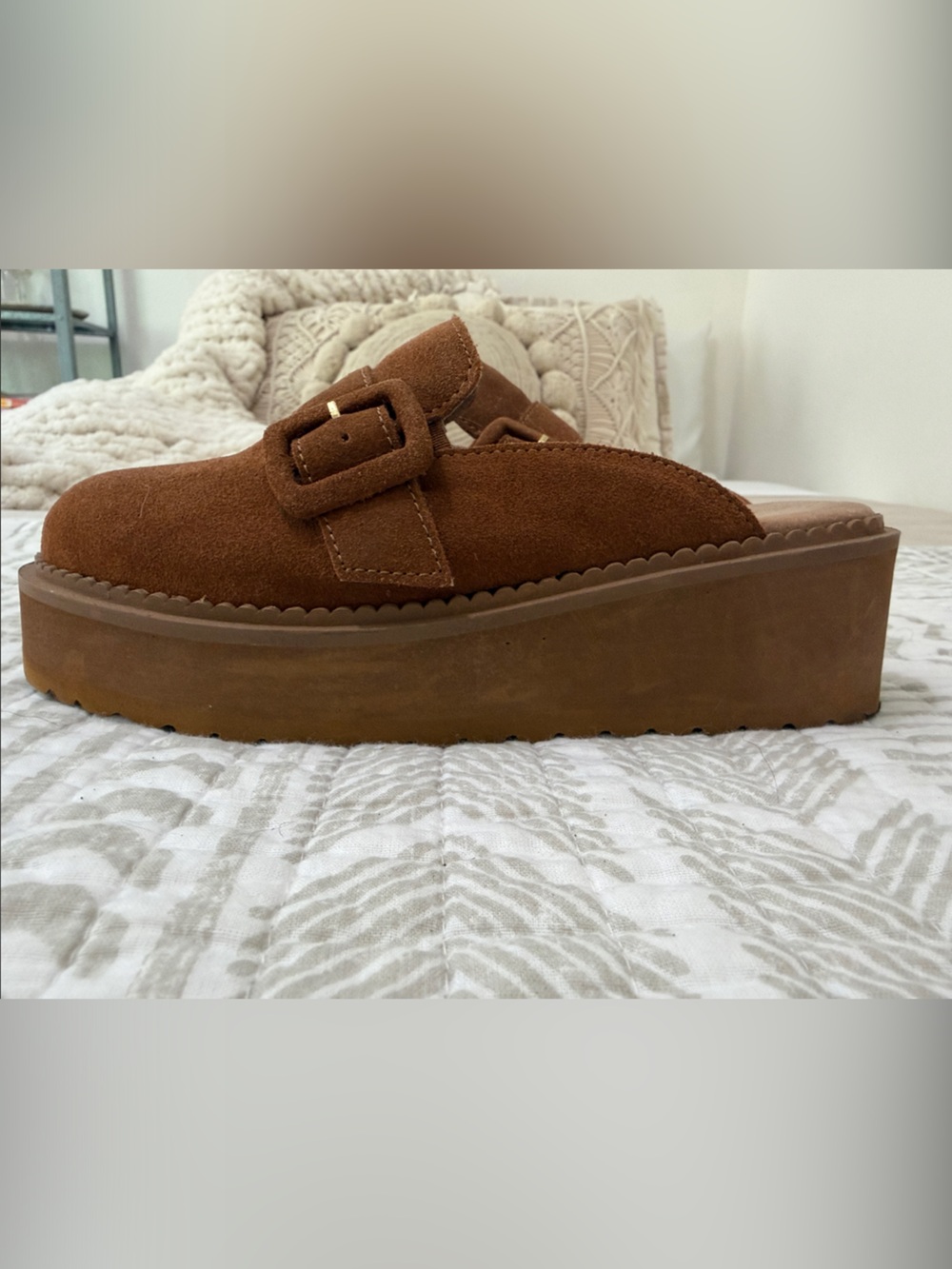 Seychelles Brown Suede Platform Shoe with Buckle